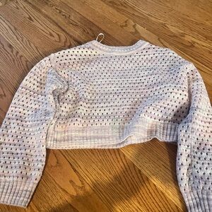 H&M Lavender and Cream Striped Open-Knit Sweater